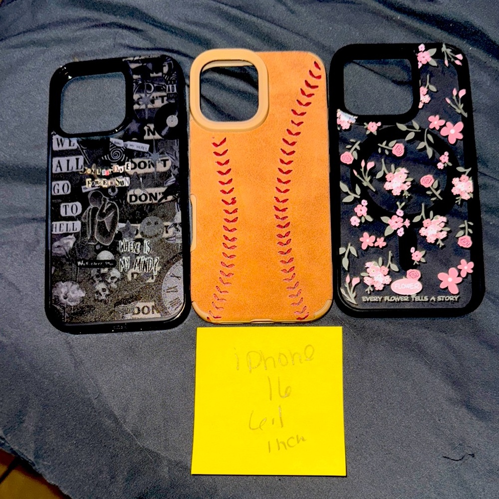Stylish iPhone 16 Case Set - Black, Orange, Floral